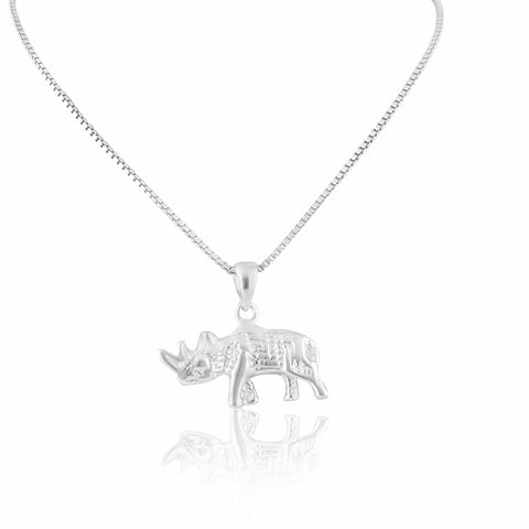 SilverCloseOut 925 Sterling Silver Womens Rhino Necklace Silver Girls Rhinoceros Charm Necklace