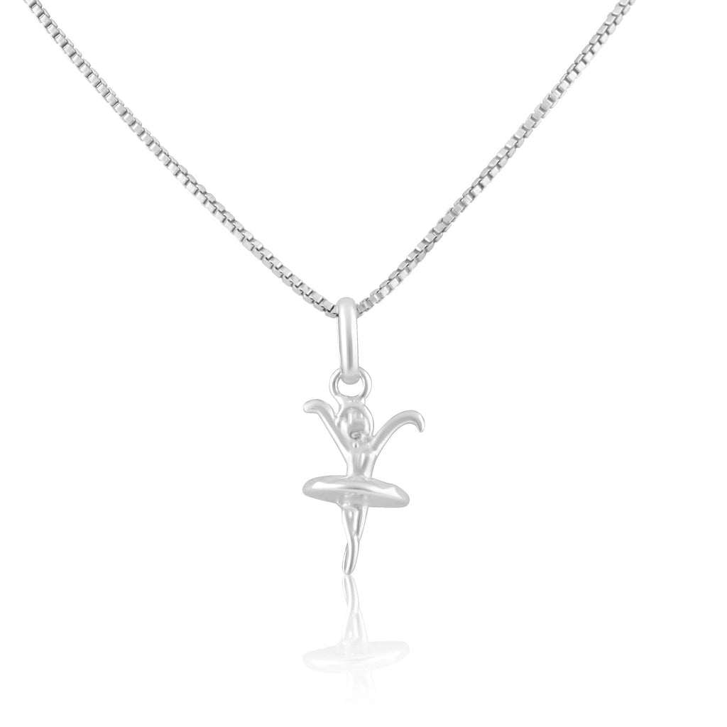 SILVERCLOSEOUT Sterling Silver Womens Small Dancing Young Girl Ballerina Dancer Charm Necklace