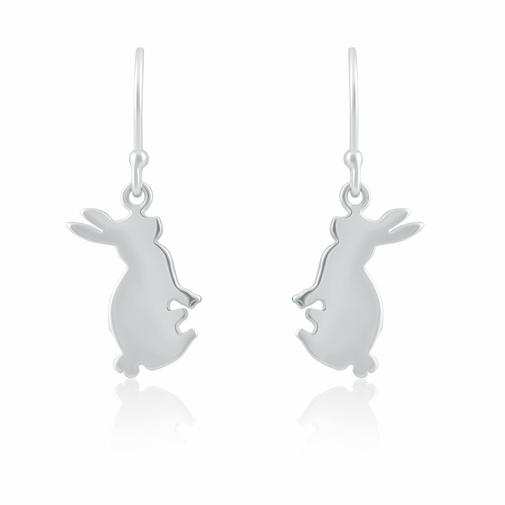 SilverCloseOut Sterling Silver Dangling Bunny Rabbit Fishhook Earrings for Women