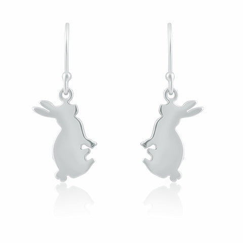 SilverCloseOut Sterling Silver Dangling Bunny Rabbit Fishhook Earrings for Women