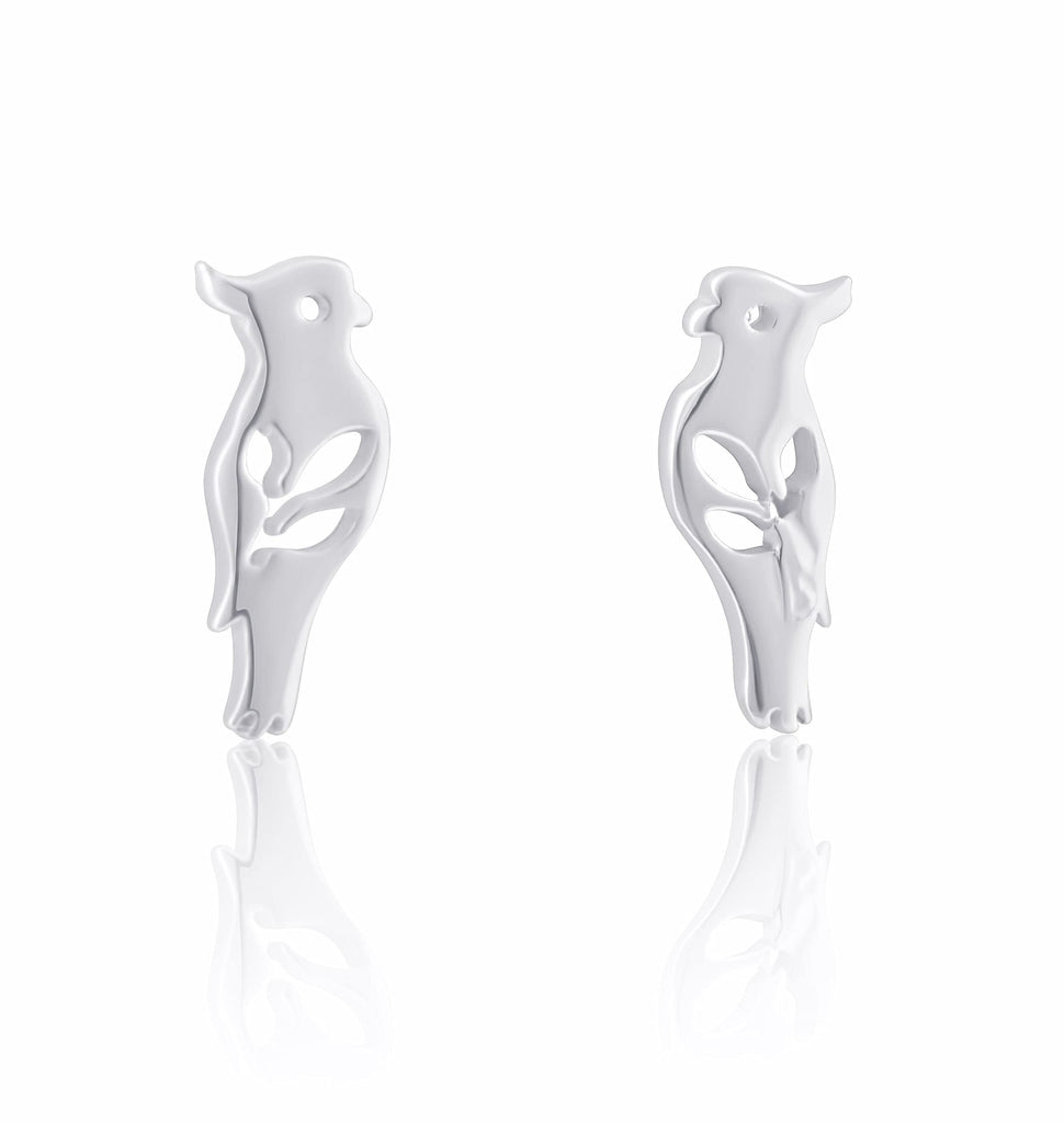 SilverCloseOut Sterling Silver Small Parrot Tropical Bird Womens Stud Earrings Girls Parrot studs