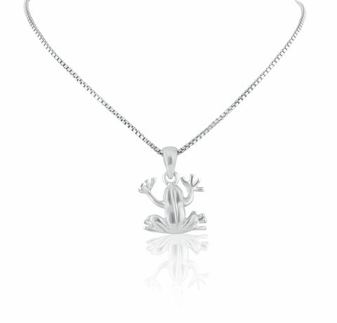 SilverCloseOut 925 Sterling Silver Womens Small Tree Frog Necklace Silver Girls Frog Charm Necklace