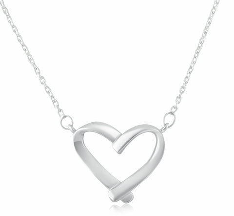 SilverCloseOut Sterling Silver Women's Love Open Heart Necklace