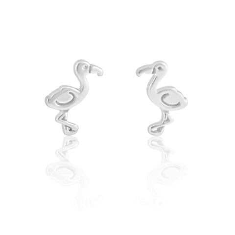 SilverCloseOut Sterling Silver Small Flamingo Tropical Bird Womens Stud Earrings Girls Flamingo studs