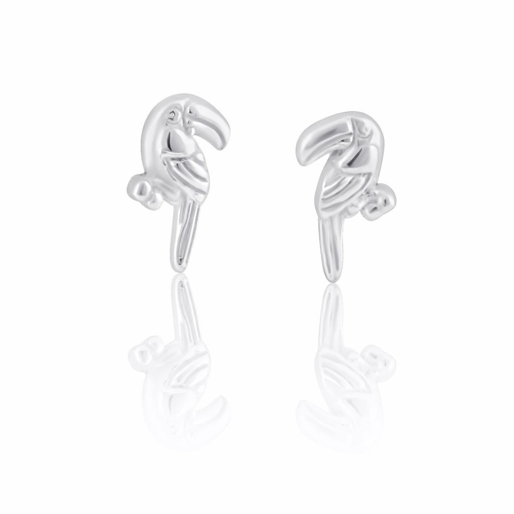 SilverCloseOut Sterling Silver Small Toucan Tropical Bird Womens Stud Earrings Girls Tucan studs