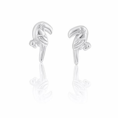 SilverCloseOut Sterling Silver Small Toucan Tropical Bird Womens Stud Earrings Girls Tucan studs