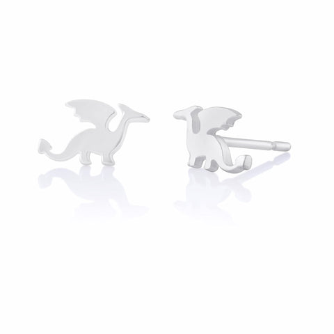 SilverCloseOut Sterling Silver Magic Dragon Womens Stud Earrings Girls Dragon Studs