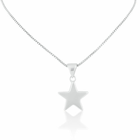 SilverCloseOut 925 Sterling Silver Womens Small Rock Star Necklace Silver Girls Star Charm Necklace