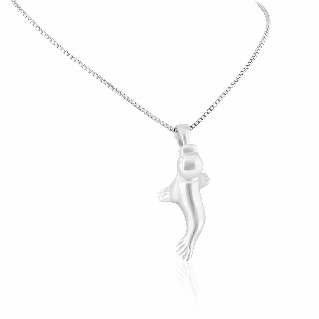 SilverCloseOut 925 Sterling Silver Womens Ocean Seal Necklace Silver Girls Seal Charm Necklace