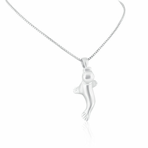 SilverCloseOut 925 Sterling Silver Womens Ocean Seal Necklace Silver Girls Seal Charm Necklace