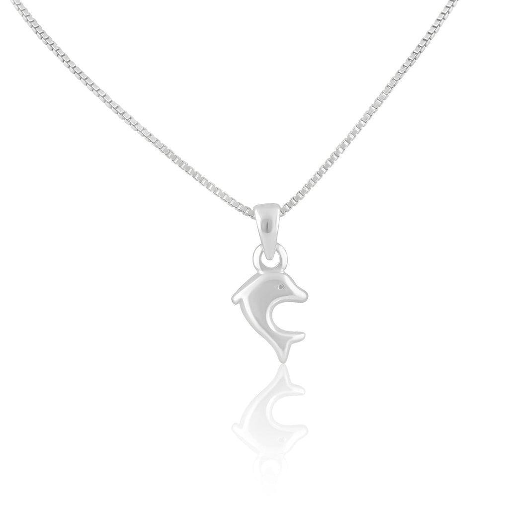 SilverCloseOut 925 Sterling Silver Womens Tiny Dolphin Animal Necklace Silver Girls small Dolphin Charm Necklace