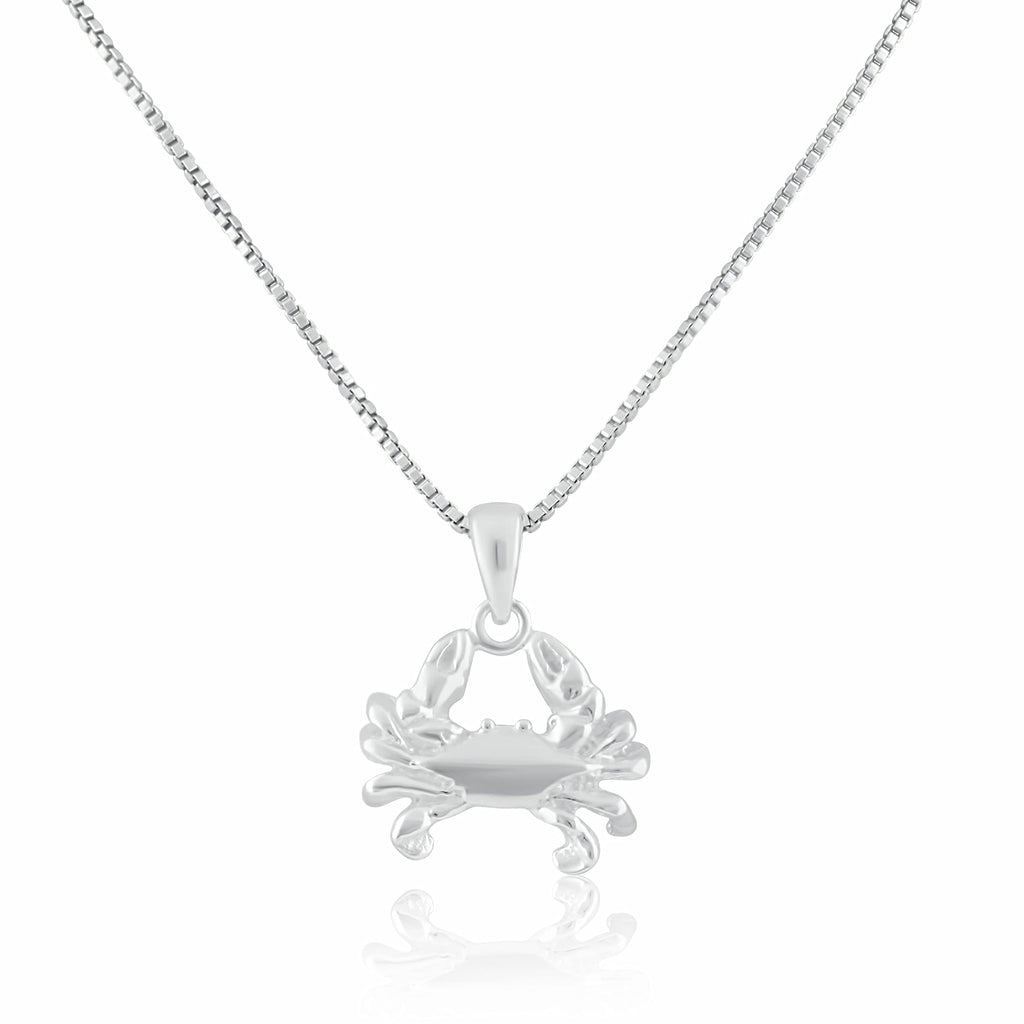 SilverCloseOut 925 Sterling Silver Womens Small King Crab Necklace Silver Girls Crab Charm Necklace