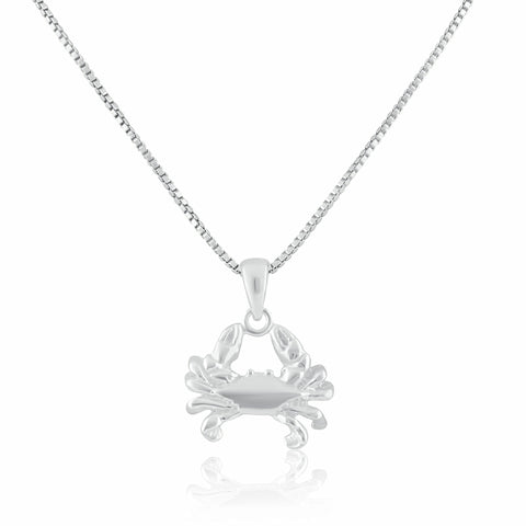 SilverCloseOut 925 Sterling Silver Womens Small King Crab Necklace Silver Girls Crab Charm Necklace