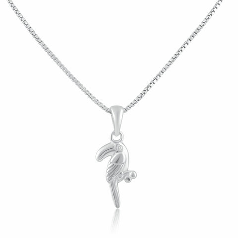 SilverCloseOut 925 Sterling Silver Womens Small Toucan Necklace Silver Girls Toucan Bird Charm Necklace