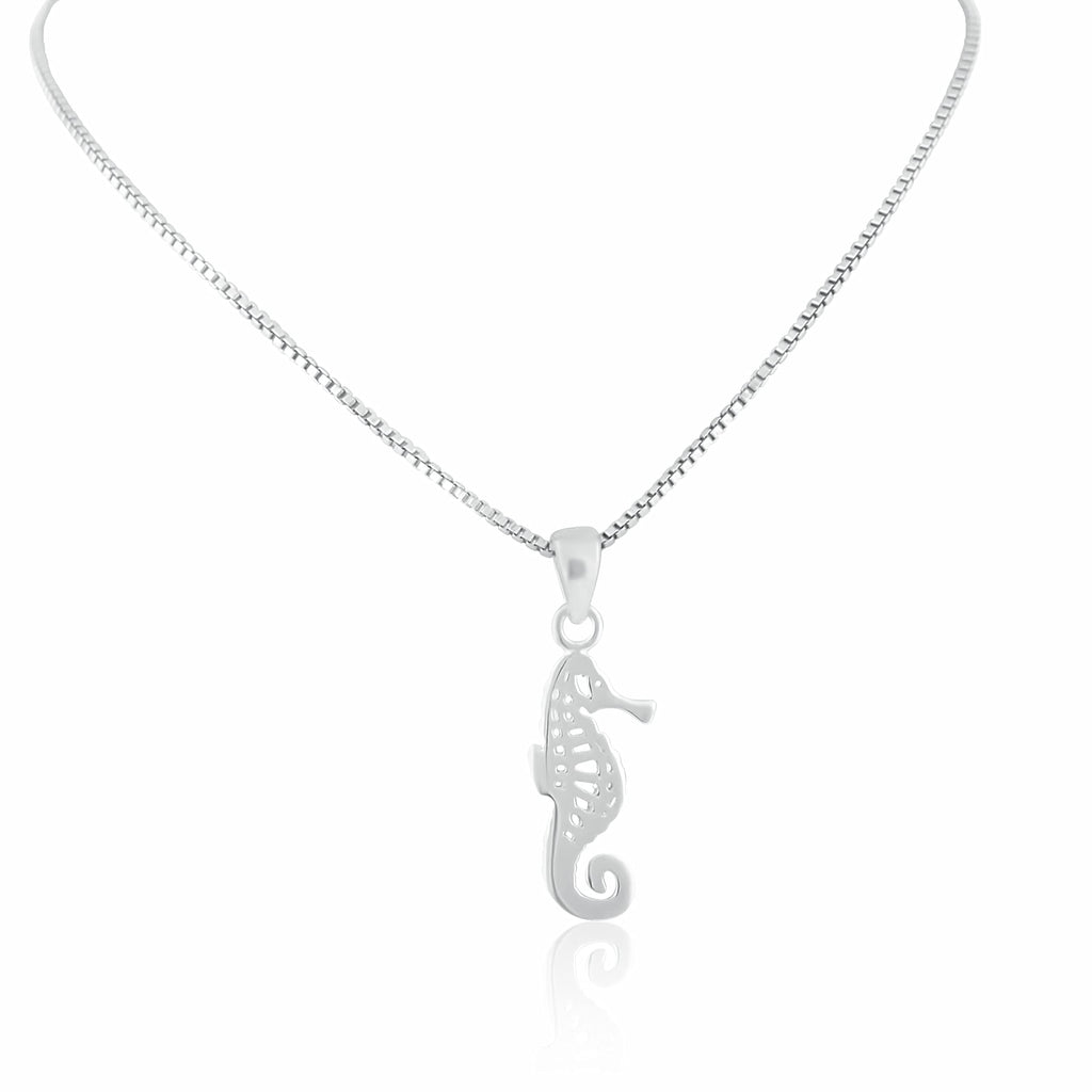 SilverCloseOut 925 Sterling Silver Womens Small SeaHorse Necklace Silver Girls SeaHorse Charm Necklace