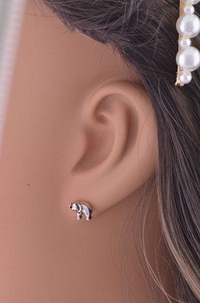 SilverCloseOut White Gold Over Sterling Silver Girls Dainty Lucky Elephant Stud Earrings - 6mm