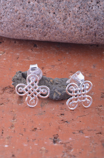 Sterling Silver Girls Dainty Celtic Solomon's Knot Stud Earrings - 11mm