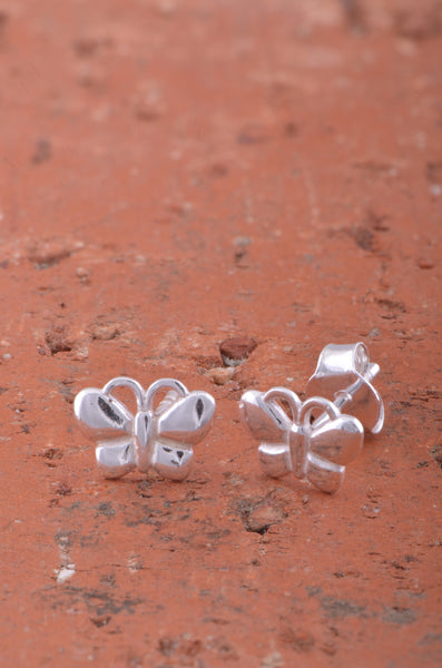 Sterling Silver Girls Small Butterfly Stud Earrings 8mm