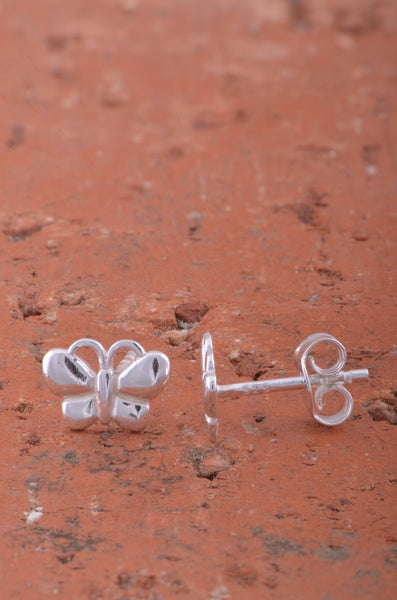 Sterling Silver Girls Small Butterfly Stud Earrings 8mm