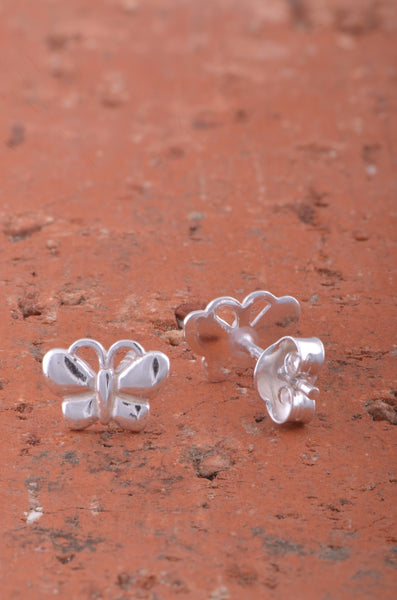 Sterling Silver Girls Small Butterfly Stud Earrings 8mm