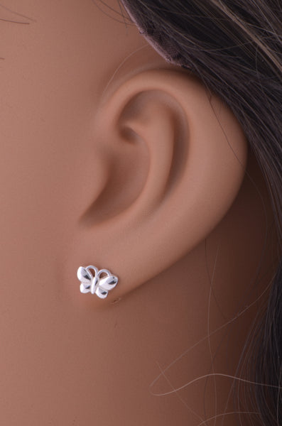 Sterling Silver Girls Small Butterfly Stud Earrings 8mm