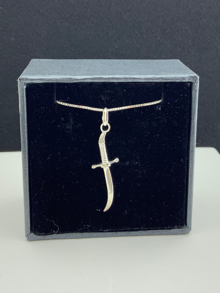 Sterling Silver Unisex Arabian Dagger Pendant Necklace