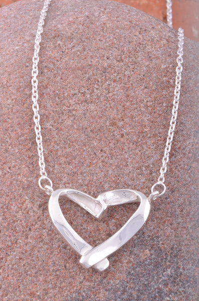 SilverCloseOut Sterling Silver Women's Love Open Heart Necklace