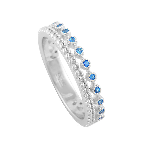 White Gold Over Sterling Silver Women's Thin Double Row Cz Eternity Band