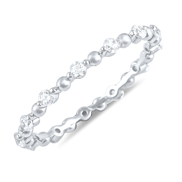 White Gold Over Sterling Silver Womens Think Cz Eternity Band Ring