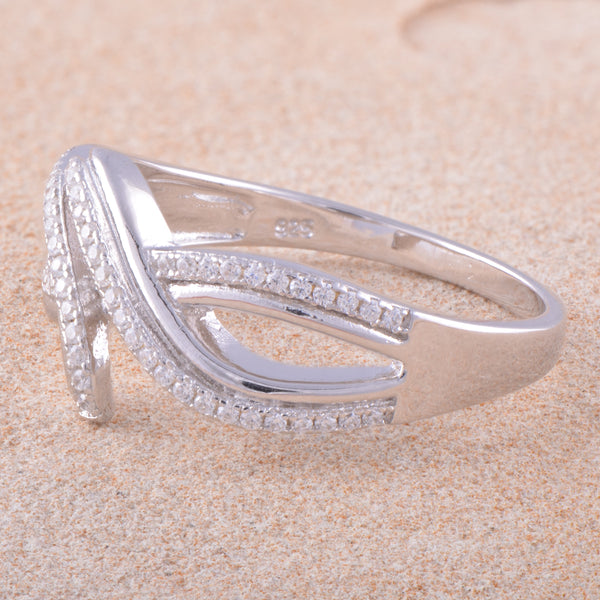 White Gold Over Sterling Silver Womens Cz Thread Form Infinity Ring