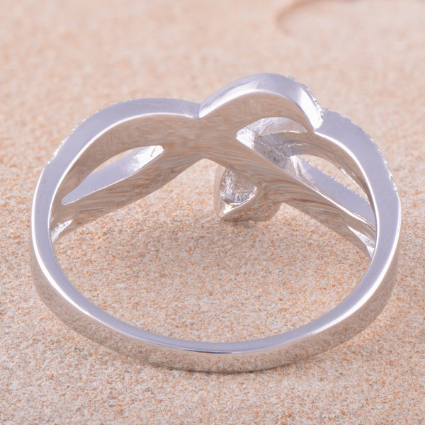 White Gold Over Sterling Silver Womens Cz Thread Form Infinity Ring