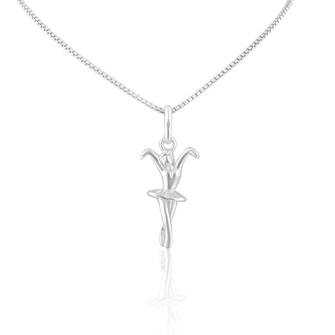 SilverCloseOut 925 Sterling Silver Womens Small Ballerina Dancer Necklace Silver Girls Ballerina Charm Necklace