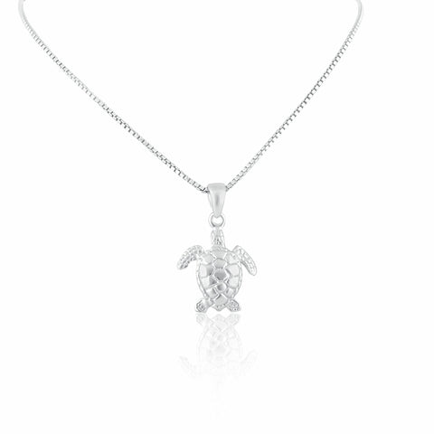 SilverCloseOut 925 Sterling Silver Womens Small Sea Turtle Necklace Silver Girls Sea Turtle Charm Necklace