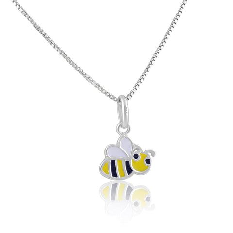 SilverCloseOut 925 Sterling Silver Womens Small Honey Bee Necklace Silver Girls Bumble Bee Charm Necklace