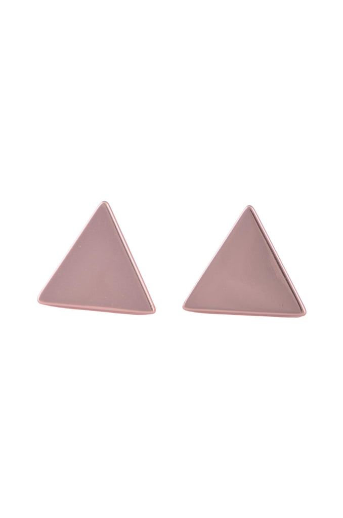 Rose Gold Plated Sterling Silver Dainty Womens Pyramid Delta Triangle Stud Earrings - Delta Earrings for Women Teens Sisters - 10MM Width