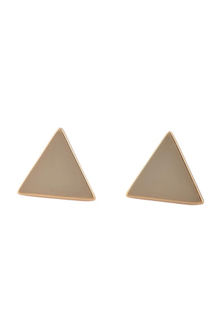 Yellow Gold Plated Sterling Silver Dainty Womens Pyramid Delta Triangle Stud Earrings - Delta Earrings for Women Teens Sisters