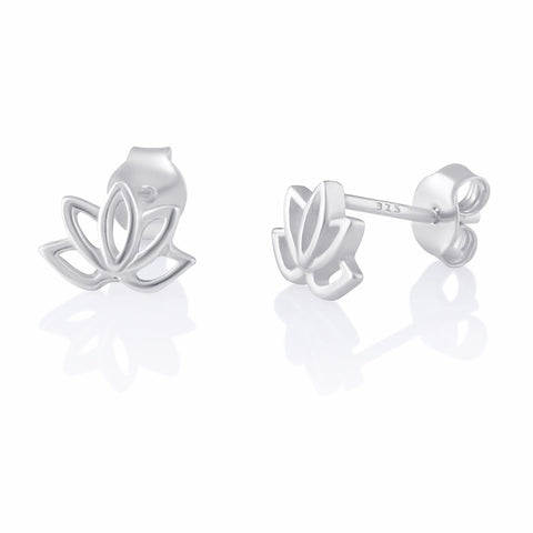 SilverCloseOut Sterling Silver Small Bali Lotus Flower Womens stud Earrings Girls Lotus Flower studs