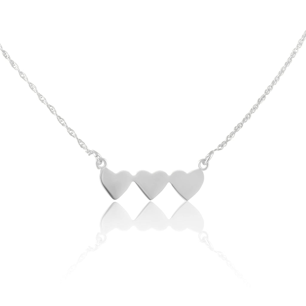 SilverCloseOut Sterling Silver Triple Heart Necklace for Women Girls Silver Love Heart