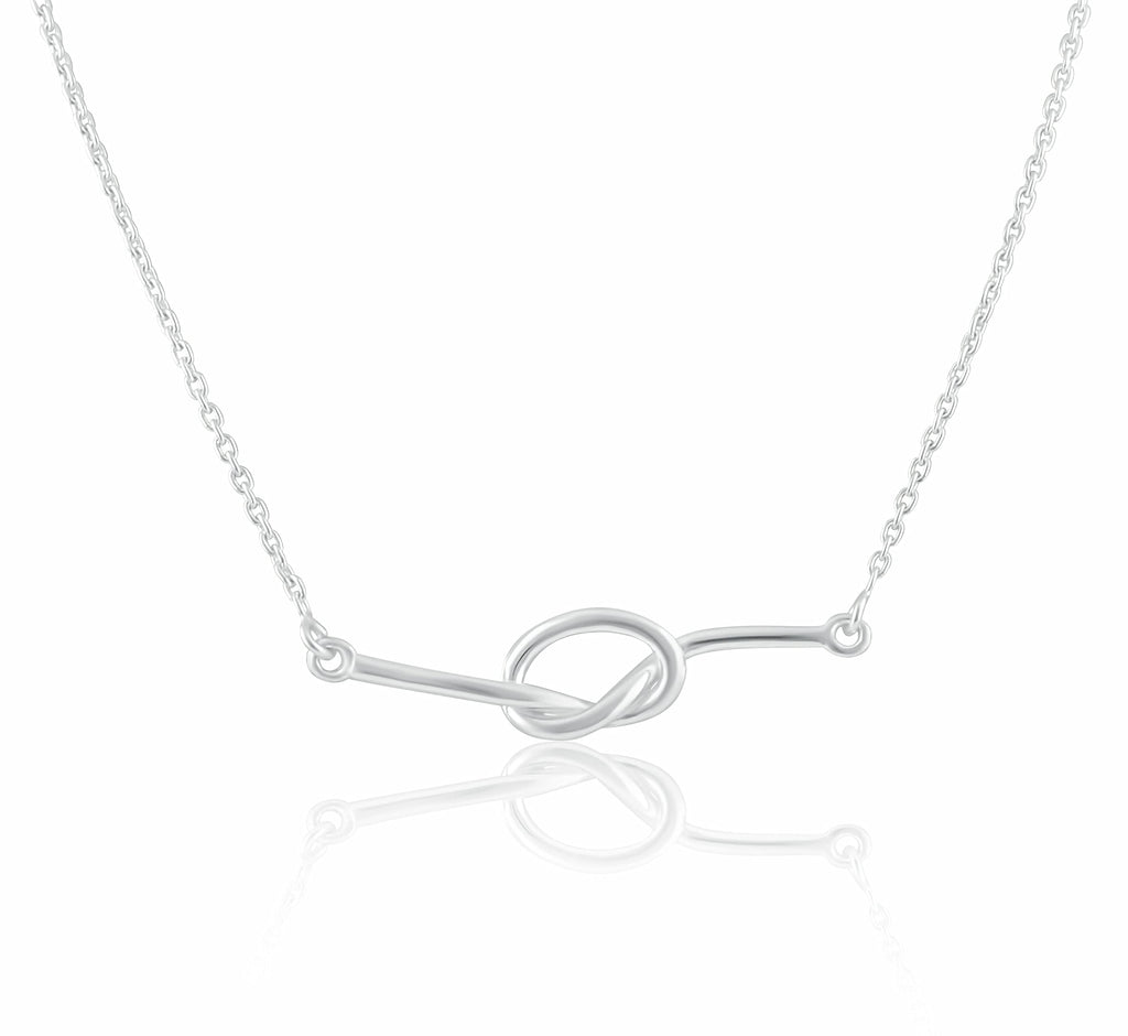 SilverCloseOut 925 Sterling Silver Womens Love Knot Necklace Silver Girls Knot Charm Necklace