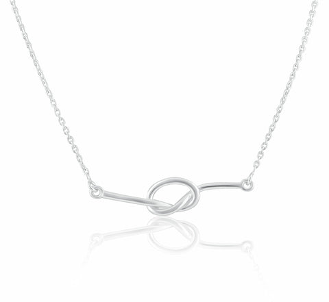 SilverCloseOut 925 Sterling Silver Womens Love Knot Necklace Silver Girls Knot Charm Necklace