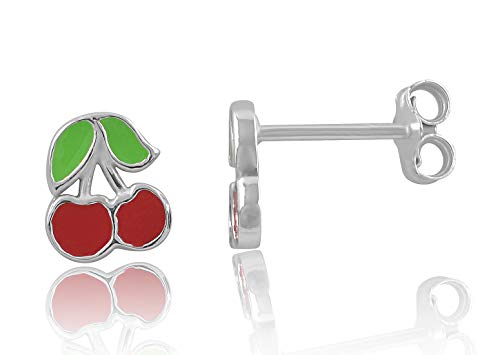 Sterling Silver Small Cherry Stud Earrings - 8mm