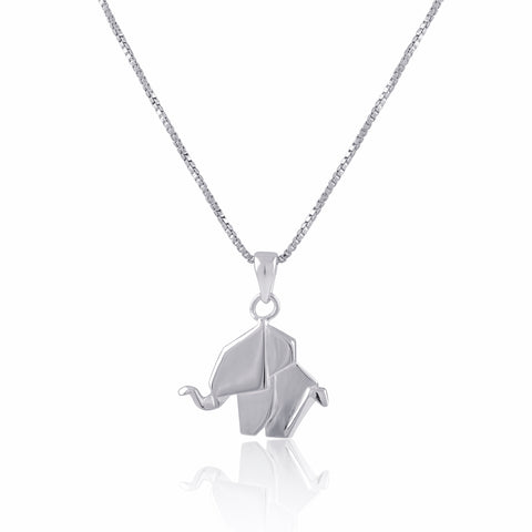 Sterling Silver Origami Elephant Necklace