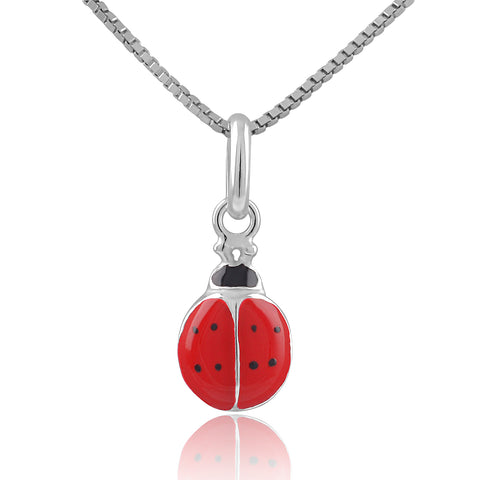 Sterling Silver Red LadyBug Necklace