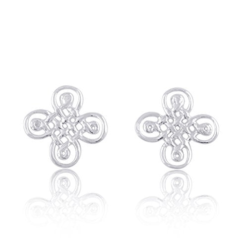 Sterling Silver Girls Dainty Celtic Solomon's Knot Stud Earrings - 11mm