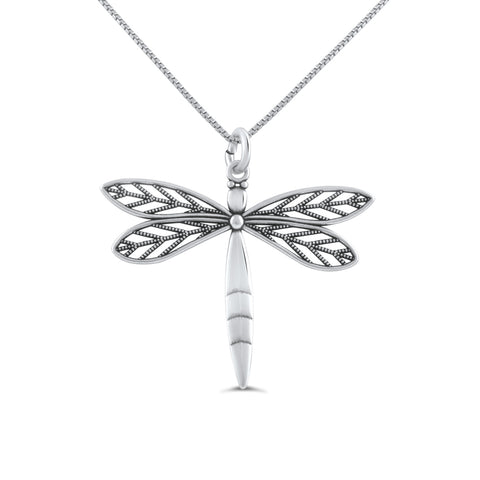 Sterling Silver Filigree Dragonfly Necklace (18" chain included)