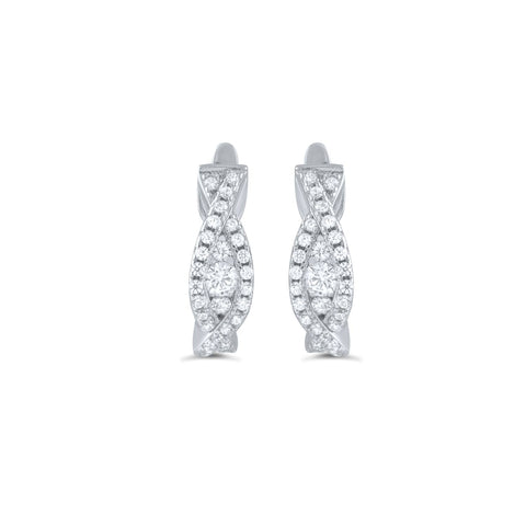 White Gold Over Sterling Silver Womens Small Cz Huggie Earrings