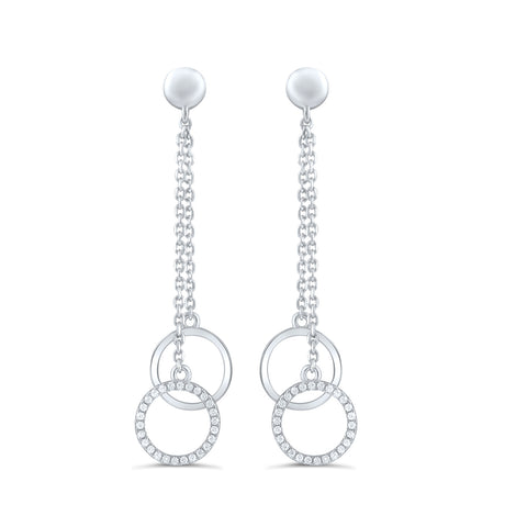 White Gold Over Sterling Silver Womens Cz Dangle Statement Earrings