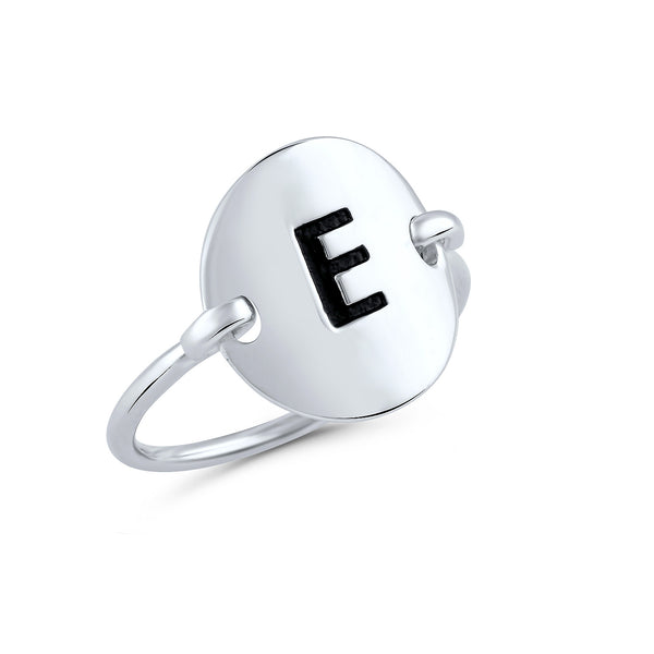 Sterling Silver Oval Initial E Ring - SilverCloseOut - 2