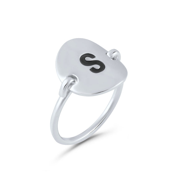 Sterling Silver Oval Initial S Ring - SilverCloseOut - 2