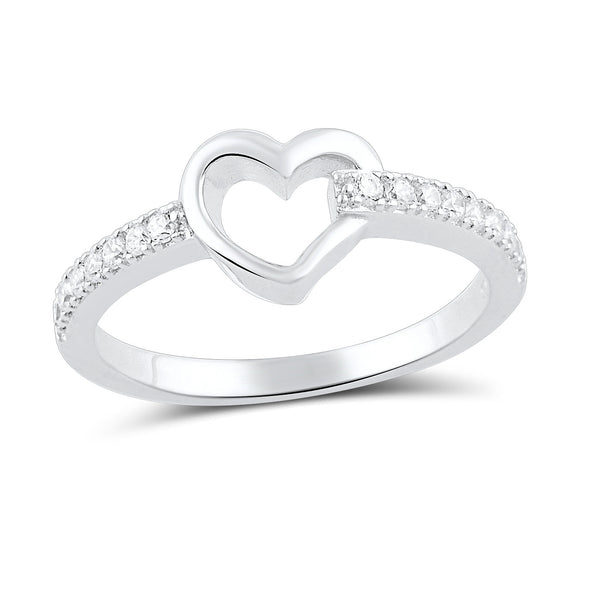 Sterling Silver Simulated Diamond Hollow Heart Ring  2.5mm - SilverCloseOut - 2